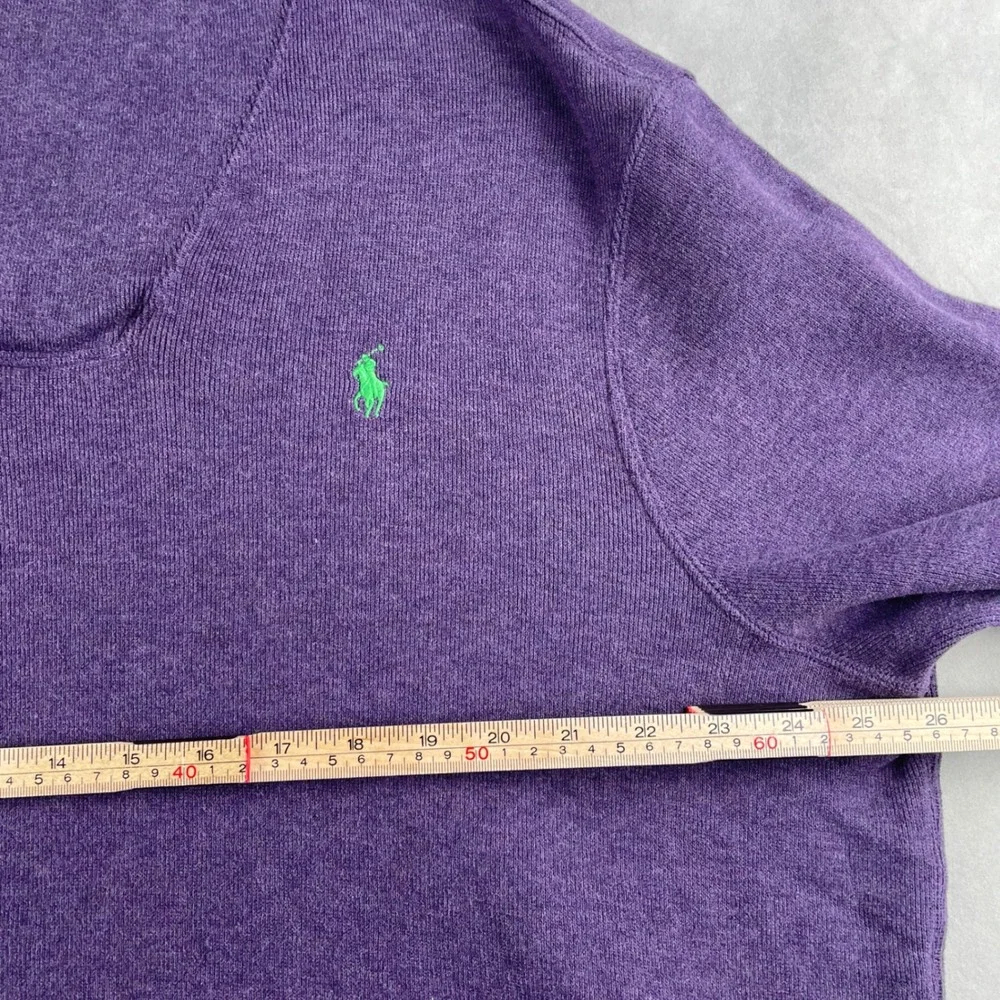 VTG Polo Ralph Lauren Sweatshirt Men XXLT Purple Green Shawl Collar Pullover Y2K